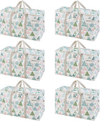 VENO 6 Pack Moving Bags and Large Christmas Storage Bins with lids. Alternative to Moving Boxes, Packing Supplies for College. Extra Large Heavy Duty Totes for Packaging (Pastel Forest, 6 Pack)
