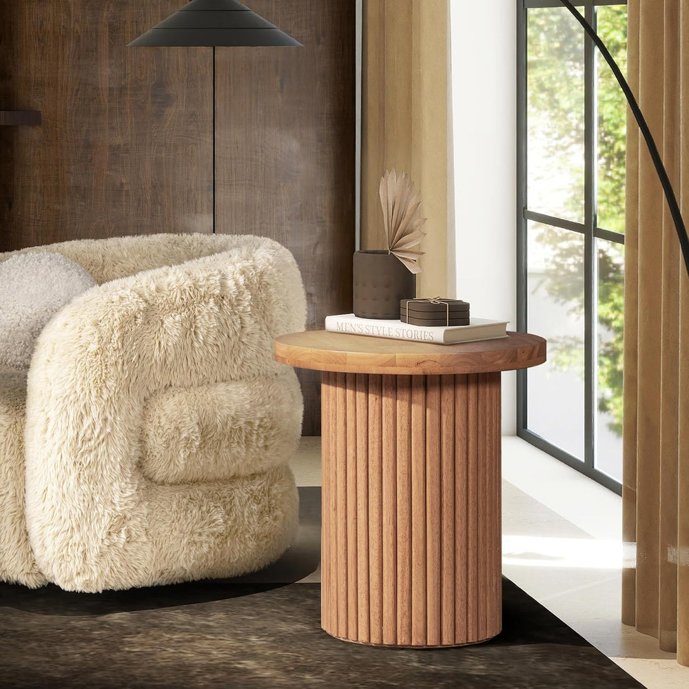 Jennifer Taylor Home Kenzie 19.5" Fluted Pillar Round Accent Side Table,...