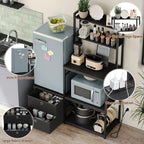 Mini Fridge Stand with Storage, Refrigerator Cabinet with Power Outlet - Multifunctional Microwave Stand, Coffee Bar Station for Dorm, Office and Kitchen, Black
