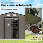 Outsunny 9' x 6' Outdoor Storage Shed, Garden Tool Metal Shed with Foundation Kit, Double Lockable Door, Air Vents and Sloping Roof, for Backyard, Patio, Lawn, Brown