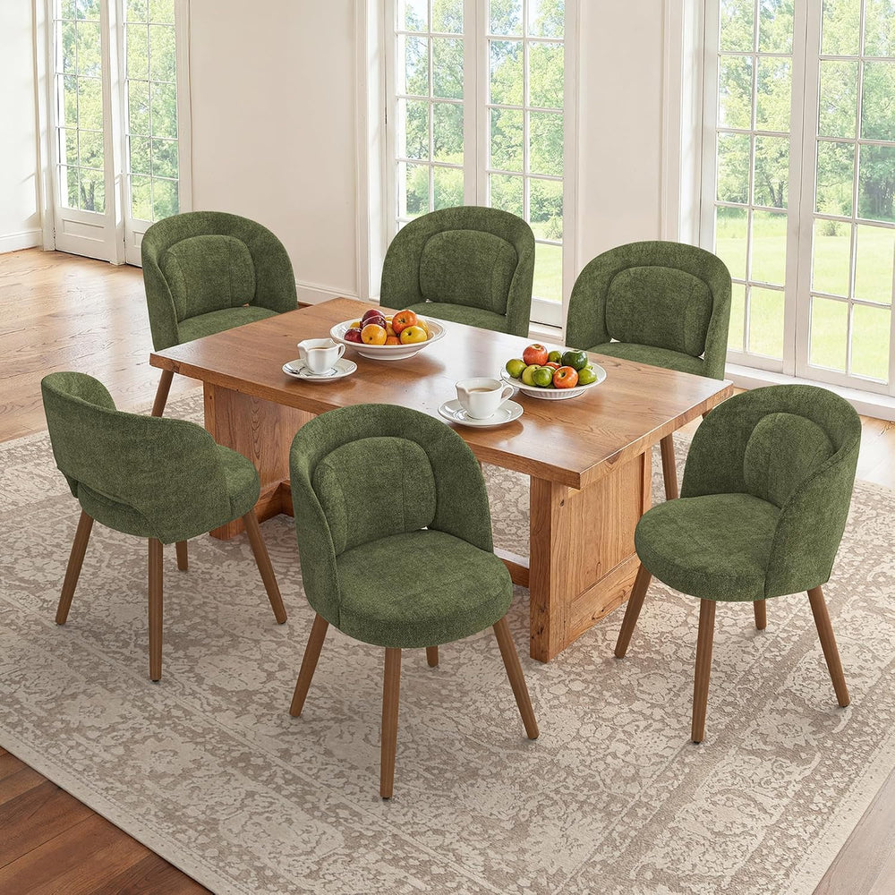 LUE BONA Dining Chairs Set of 6 with Lumbar Support, Green