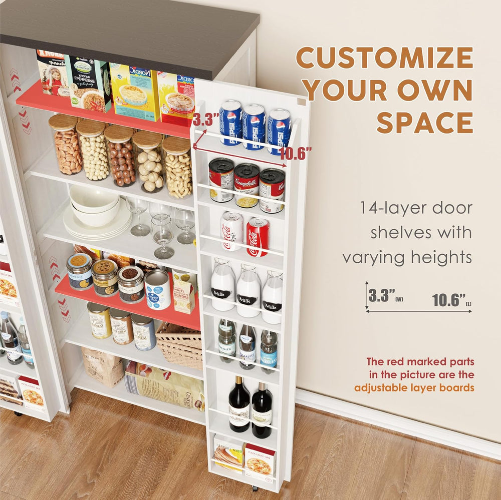 Furnaza Farmhouse 72" H Kitchen Pantry Cabinet with Adjustable Shelves |...