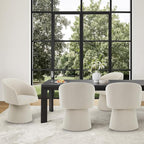 Swivel Dining Chairs Set of 2, Upholstered Mid Century Modern Deskchair with Barrel Back, Linen Fabric Kitchen Chairs for Dining Room, Bedroom, Dressing Room, Linen