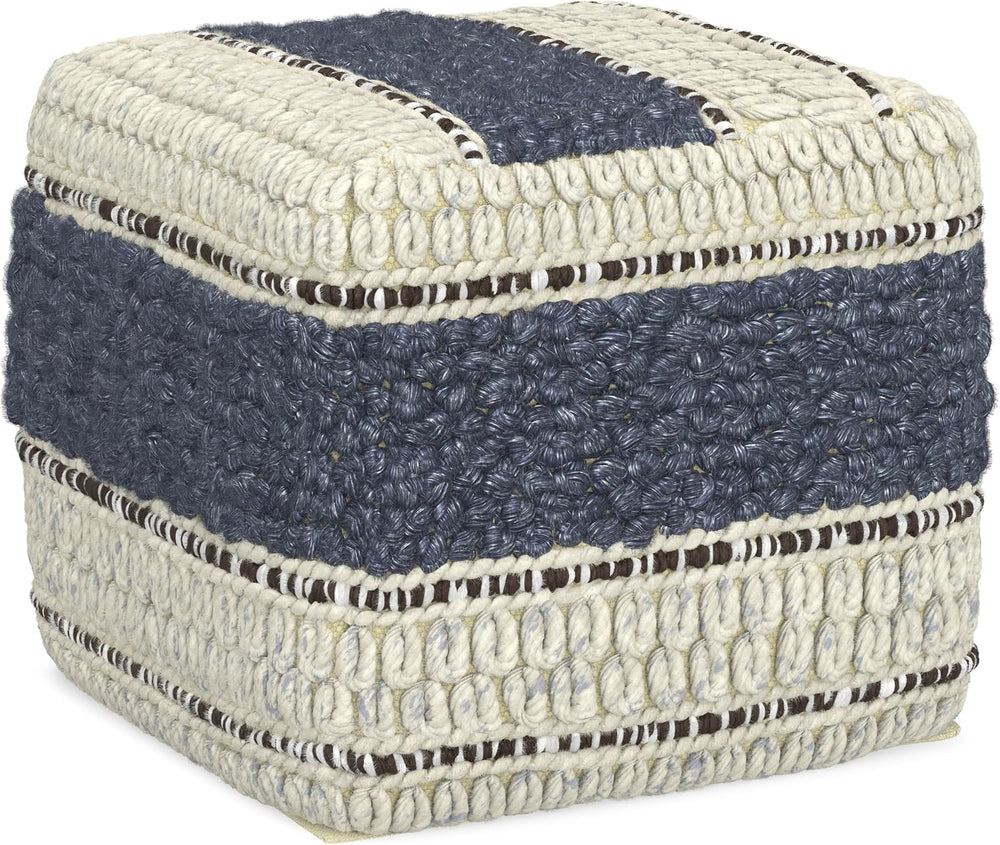 SIMPLIHOME Grady 18" Wide Square Pouf in Blue/Natural Wool and Cotton | ...