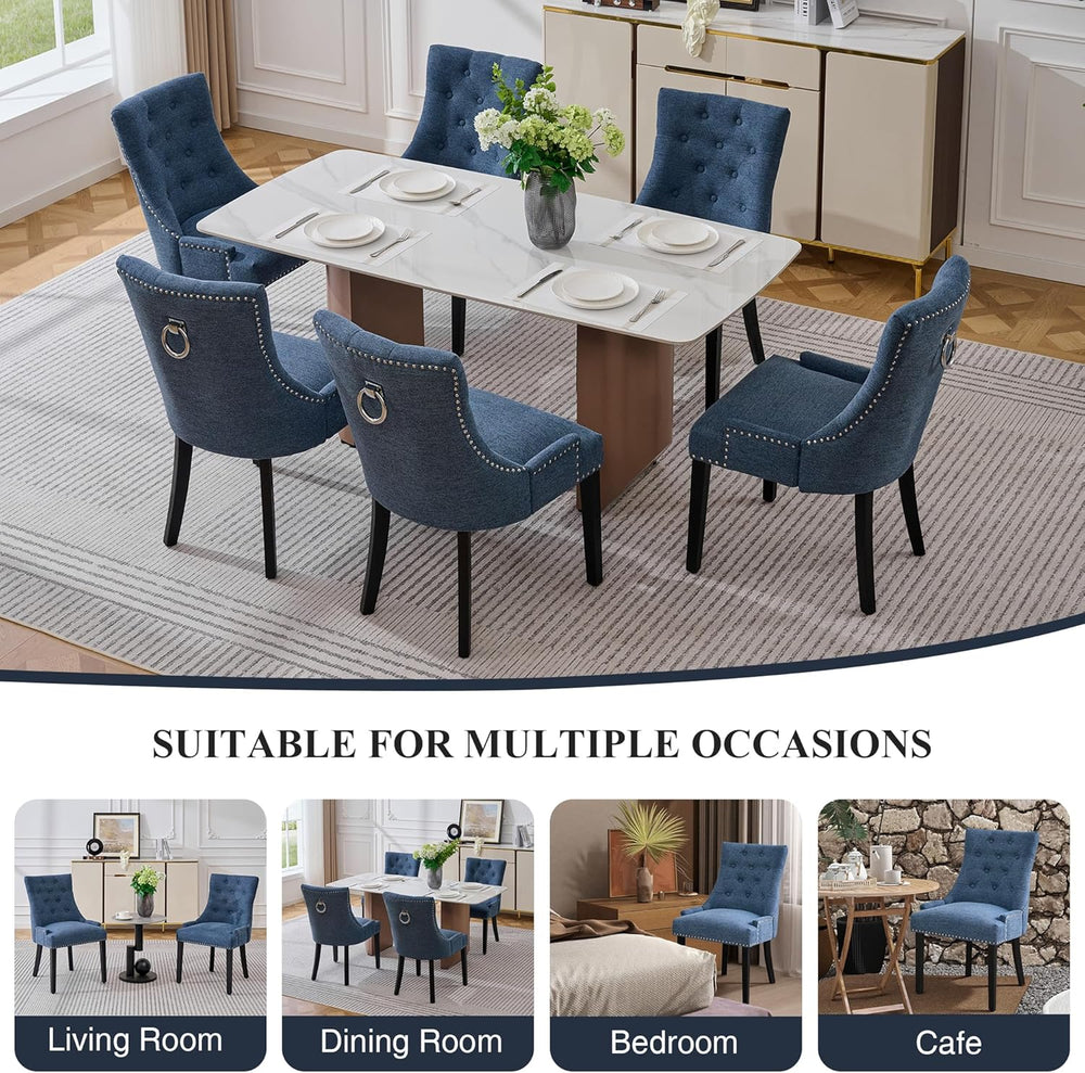 adochr Dining Chairs Set of 6, Upholstered Fabric Dining Room Chairs with Nai...