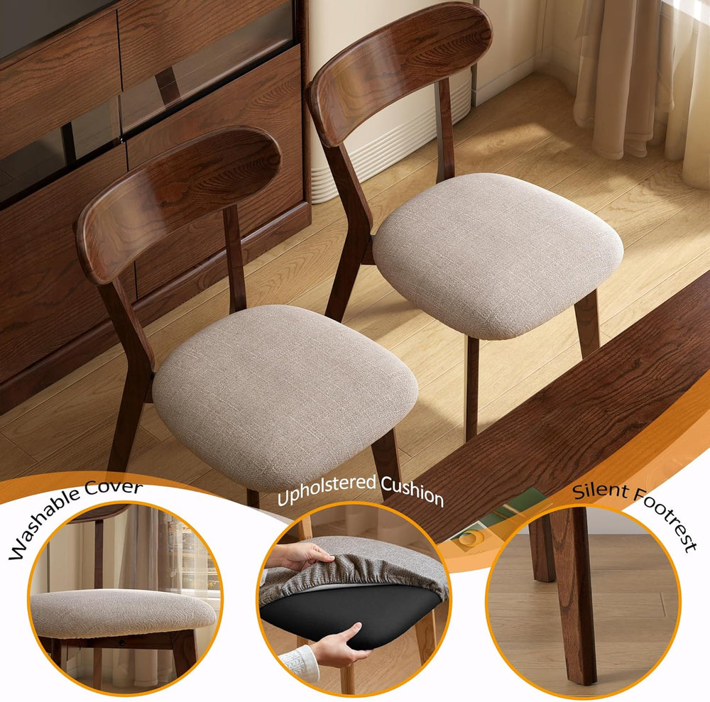 Modern Solid Wood Dining Chair Set of 8, Kitchen Dining Room Chair with Uphol...