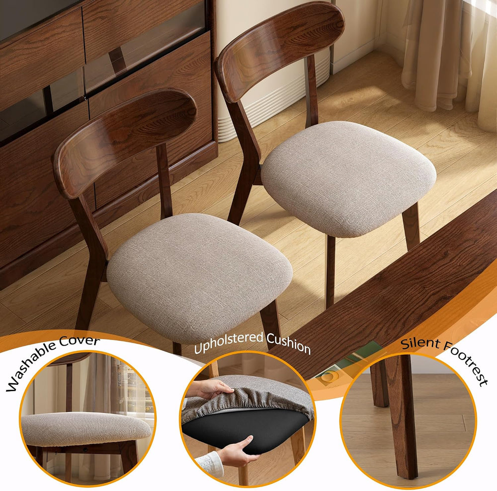 Modern Solid Wood Dining Chair Set of 4, Kitchen Dining Room Chair with Uphol...