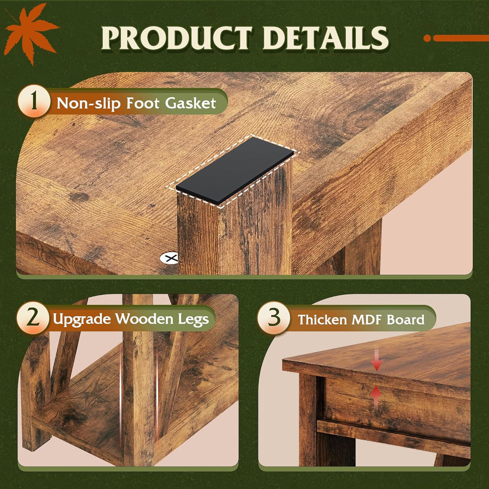 WLIVE Farmhouse End Table, Narrow Side Table with Charging Station, Slim End ...