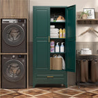 SteeLoong 75" Kitchen Pantry Cabinet with Drawer, Metal Storage Cabinets with Doors and 3 Adjustable Shelves,Green Kitchen Cabinet with 2 Gold Handles,Food Cupboard for Livingroom,Pantry, Bathroom
