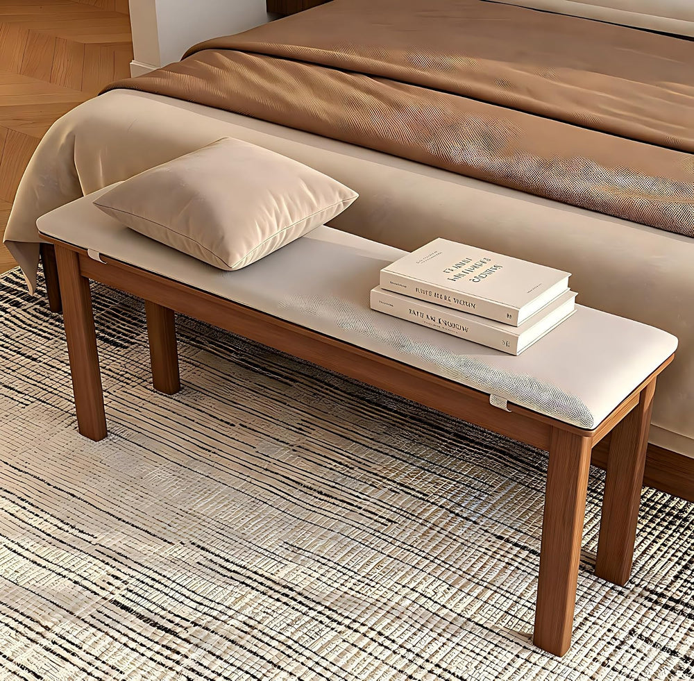CycleCrew 47.2" Solid Wood Dining Bench with Removable Cushion - Mid-Cen...