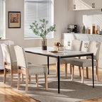 Yaheetech Upholstered Dining Chairs Set of 4 Classic Fabric Kitchen Chairs with Nailhead Trim and Wooden Legs for Dining Room/Living Room/Restaurant/Apartment, Beige