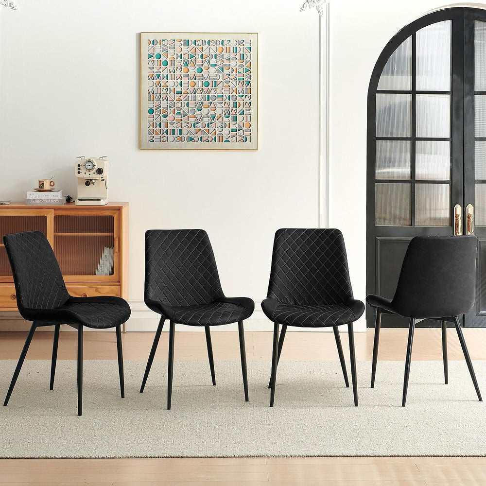 PU Leather Dining Chairs Set of 4, Modern Armless Dining Room Chairs, Comfy U...