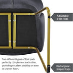 Yaheetech Flower Shape Velvet Armchair, Modern Side Chair Vanity Chair with Golden Metal Legs for Living Room/Dressing Room/Bedroom/Home Office/Kitchen, Dark Gray
