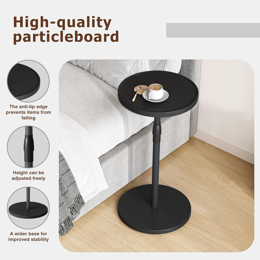 Adjustable Round Side Table, Small End Table, Pedestal Drink Table for Small ...