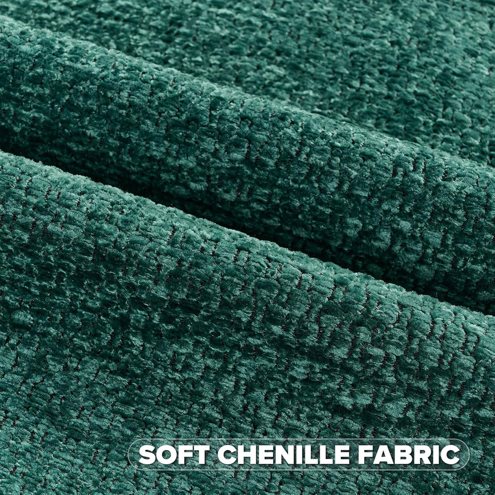 FUTEI Pack of 2 Solid Chenille Throw Pillow Covers 24x24 Inch, Teal