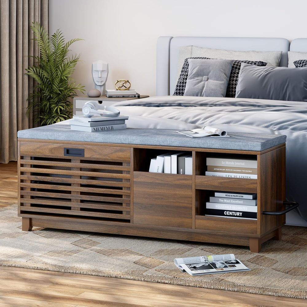 Loomie 47.2" Shoe Storage Bench with Flip Drawer, 2-Tier Entryway Bench ...