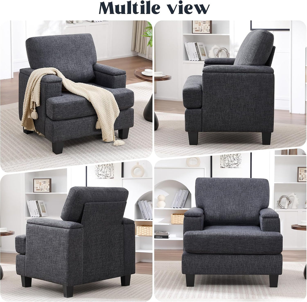 Accent Chairs with Armrest Storage, Modern Fabric Reading Chairs, Upholstered...