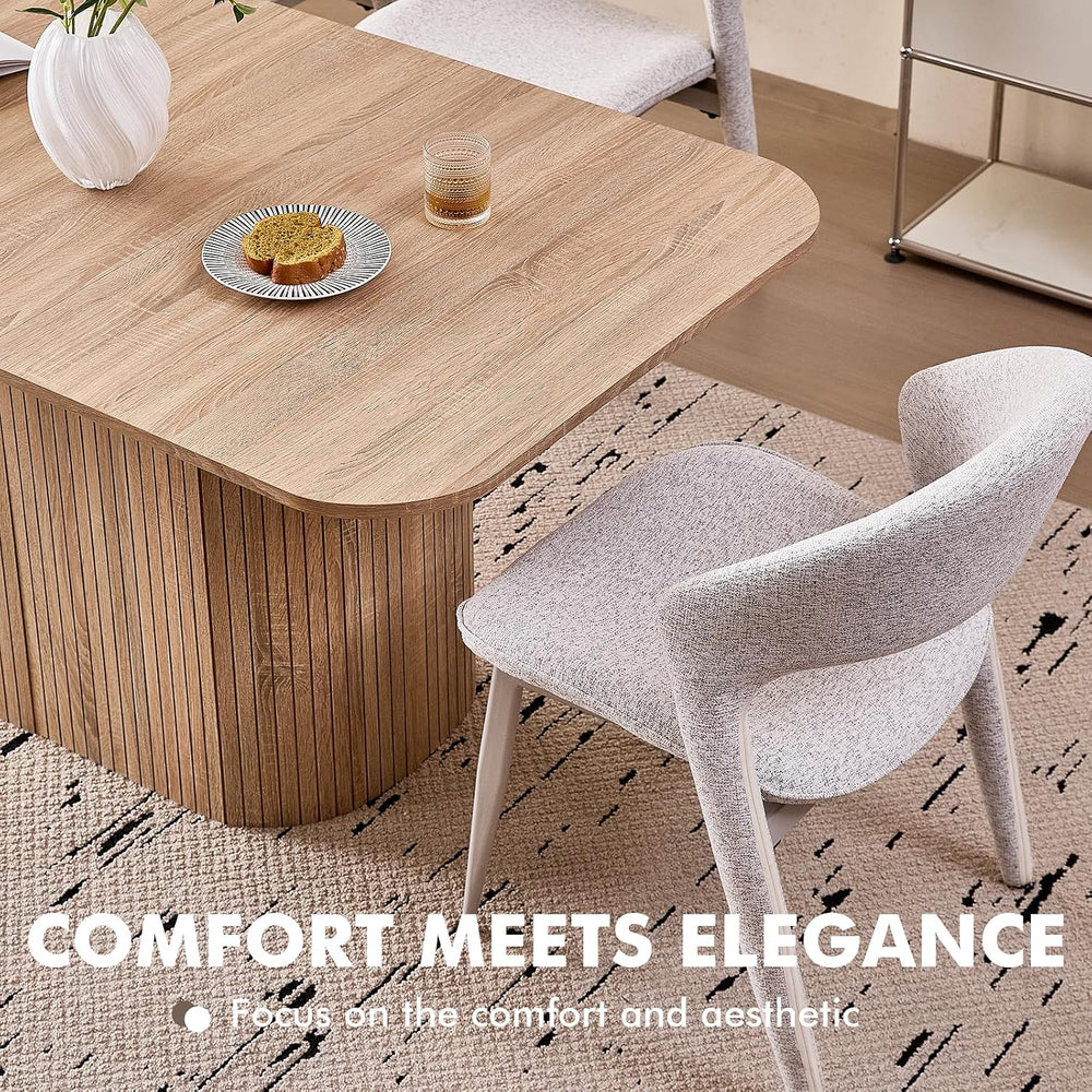 63" Large Dining Table for 4 6, [Rounded Corners] [Grooved Pedestal Base...