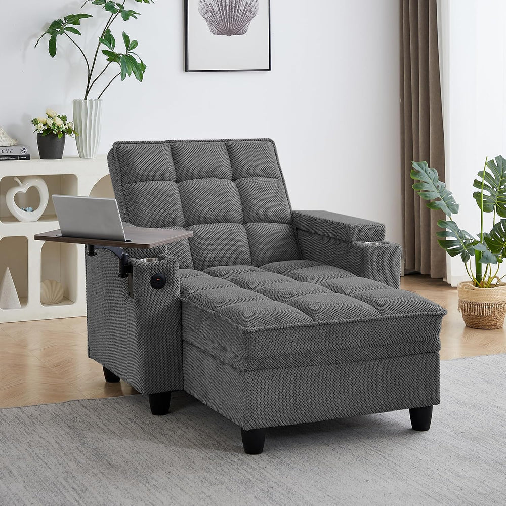 41.7" Oversized Chaise Lounge Chair Indoor, 3-in-1 Convertible Sleeper L...