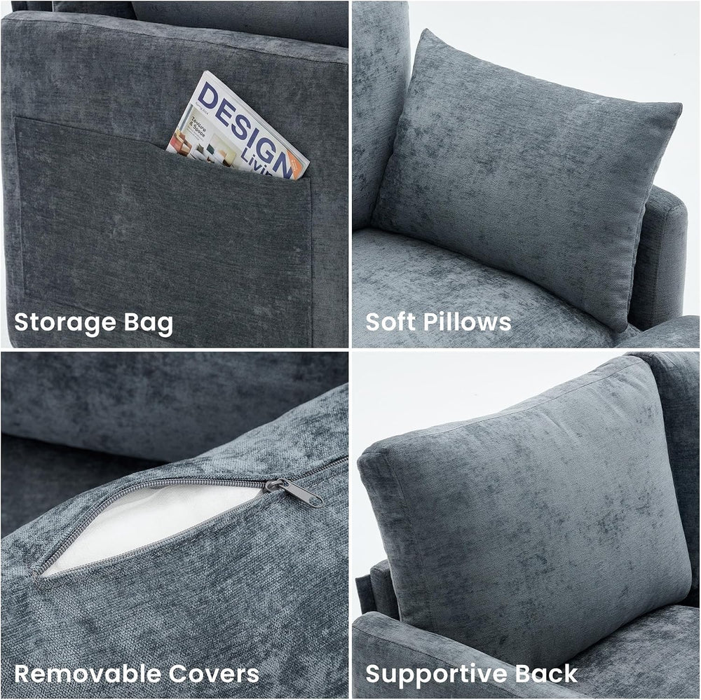 Iroomy Sectional Couch for Living Room, Comfy L Shaped Convertible Sofa, 4 Se...