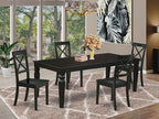 East West Furniture LGBO5-BLK-W 5 Piece Kitchen Table & Chairs Set Includes a Rectangle Dining Room Table with Butterfly Leaf and 4 Dining Chairs, 42x84 Inch, Black
