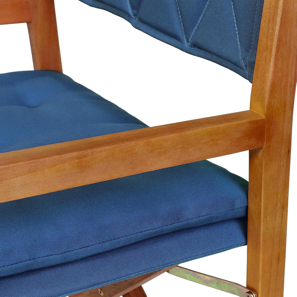 JONATHAN Y Waldo Foldable Acacia Wood Director Chair Set of 2, Blue
