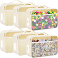 Abbylike 6 Pack Toy Storage Bag Bricks Building Set Car Toy Organization Bags for Traveling Carrying Case, Storage Organizer Puzzles(White)
