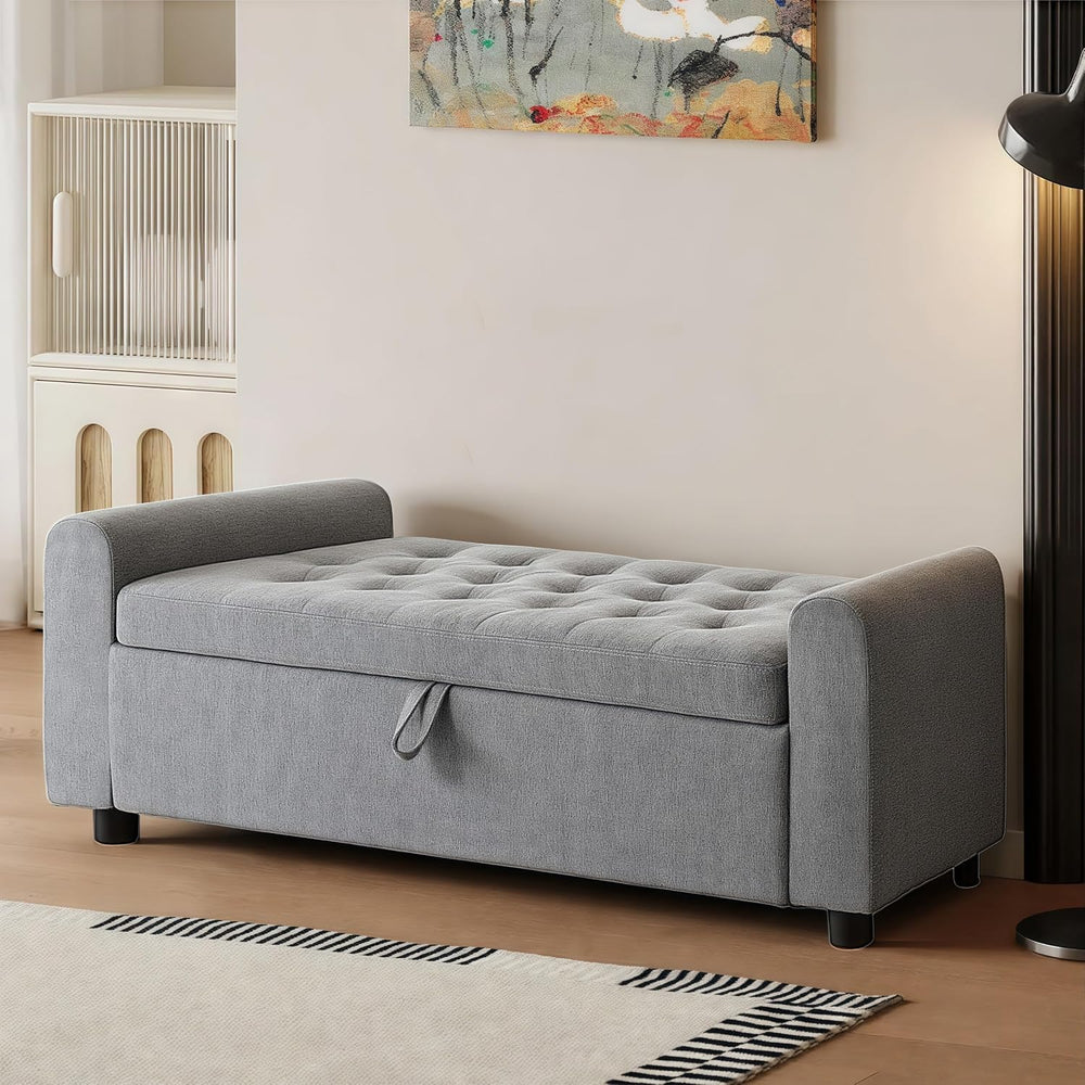 48" Ottoman with Storage, Tufted Storage Ottoman Bench, Convenient Livin...