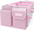 HOTOR Trunk Organizer for suv - Car Organizer, Foldable Trunk organizer for SUVs & Sedans, Sturdy Car Organization for Car Accessories, Tools, Sundries, Pink, 3 Compartments, 31.9"×12.6"×10.6"