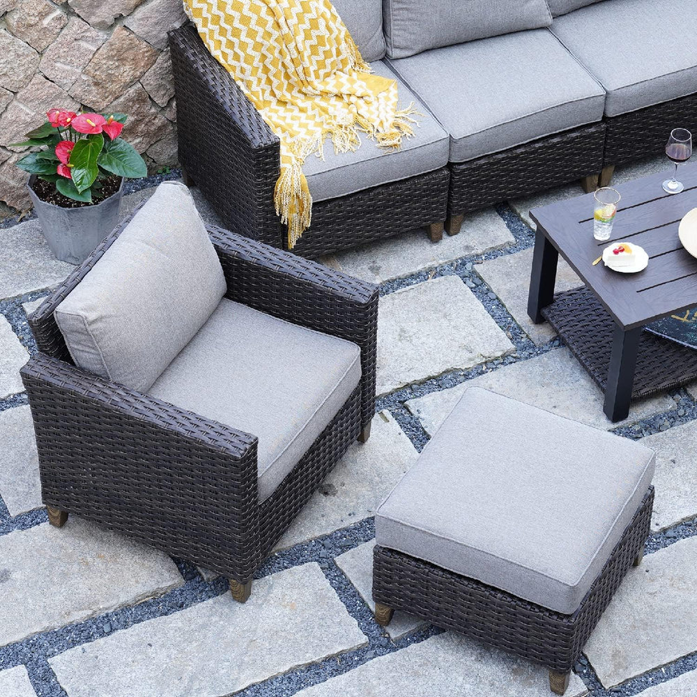 Grand patio Outdoor Patio Ottoman Footstool Rest with Premium Fabric Soft Rem...