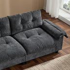 Ball & Cast Modular L Shaped Sectional Sofa W/Movable Storage Ottoman&Dual-Port Charging,4 Seater Chenille Upholstered Couch W/Side Storage Pockets&Cup Holder,for Living Room,Apartment,Dark Gray,104"