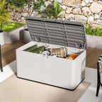 TARKARI Premium Pro Edition 100 Gallon Lockable Resin Deck Box, Waterproof & UV-Resistant Outdoor Storage Box for Outdoor Cushion Storage, Garden Tools & Pool Accessories Storage, White