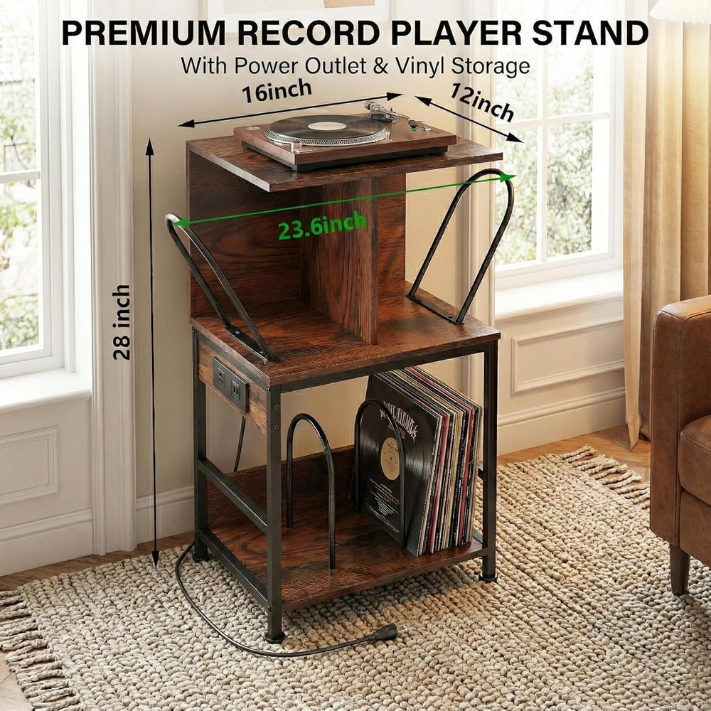 Record Player Stand with Vinyl Storage, Large Record Table Holds 180 Albums, ...