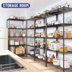 Storage Shelves Adjustable Metal Shelving Unit 5 Tier Wire Shelving,1010LBS Pantry Shelves Sturdy Steel Wire Shelf for Laundry Bathroom Kitchen Pantry, 13.6" D x 21.5" W x 59.4" H, 2PCS