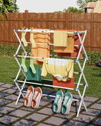 APEXCHASER Drying Rack Clothing - 3 Tier Metal Clothes Drying Rack Collapsible, Laundry Drying Rack Expandable, Small Clothe Airer for Baby Clothes Towel Bib Sock Indoor Outdoor Use(White)