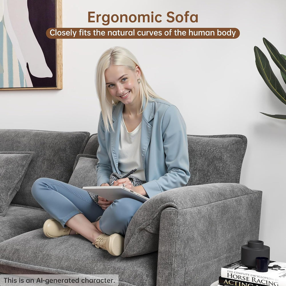 Modular Sectional Sofa, 111'' U Shaped Couch, Chenille Sofa with Mova...