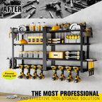 Power Tool Organizer Wall Mount - Storage Rack with 4 Drill Holders for Drills Cordless Tools. Heavy Duty Iron Garage Tool Organizer Storage for Workshop Shed (4 Slots 4 Layers 2 Pack)