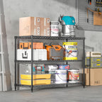 3-Shelf Adjustable Storage Shelves 36" W x 14" D x 36" H Metal Shelving Unit Heavy Duty Wire Rack Small Organizer with 3 Shelf Liners for Kitchen Pantry Bathroom Laundry Closet Garage Black