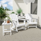 HDPE Laguna Outdoor Rocking Poly Adirondack Chair with Side Table 3-Piece Set, White