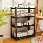 Storage Shelves, Garage Metal Shelving Unit, Adjustable, Double-Layer Column with Reinforced Ribs, Heavy-Duty, Capable of Bearing 600-3600 lbs (Black, 45''W*20''D*63''H, 4-Tier)