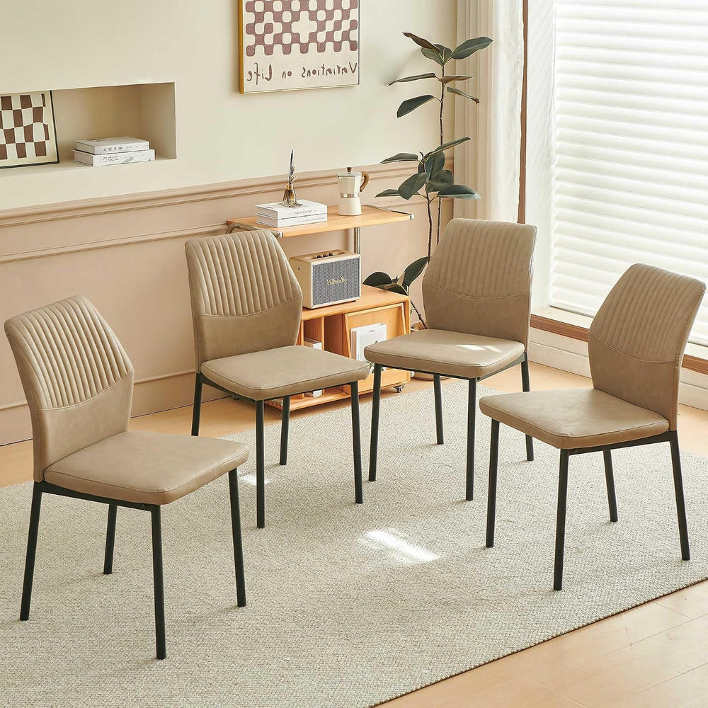 Comfortable Dining Chairs Set of 4 Upholstered Faux Leather Cushion Seat | Er...