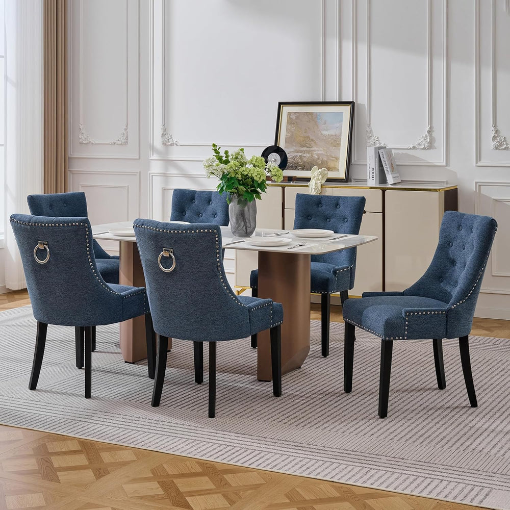 adochr Dining Chairs Set of 6, Upholstered Fabric Dining Room Chairs with Nai...