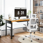 Betterhood 60" Adjustable Workbench on Wheels, 2000 LBS Heavy Duty Work Table with Power Outlets & Pegboard, Rubber Wood Workstation for Garage, Workshop, Office, Home, Commercial