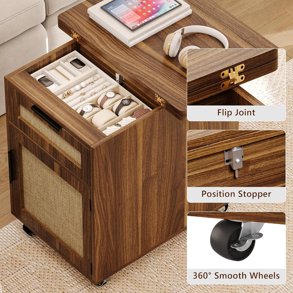 iPormis End Table with Charging Station, 15.7''-31.5'' Narrow...
