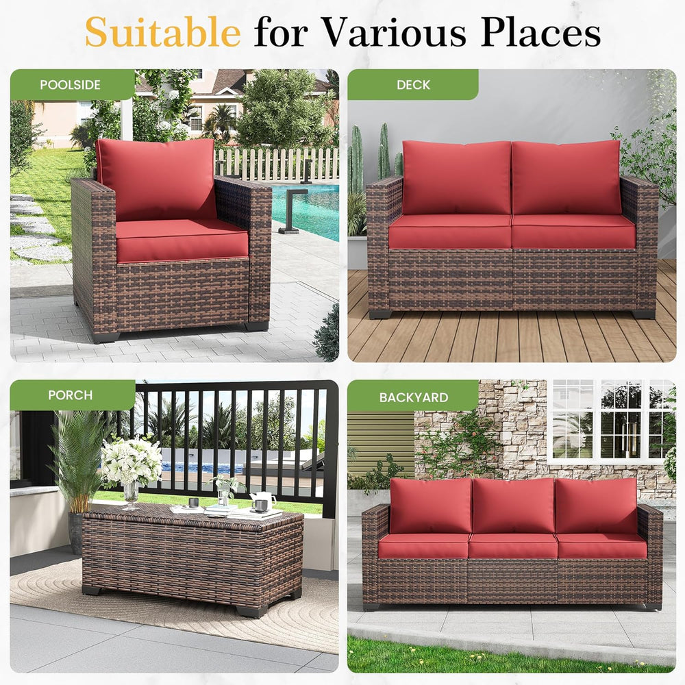 Amopatio 2 Pieces Outdoor Ottoman for Patio, Foot Rest for Couch, All Weather...