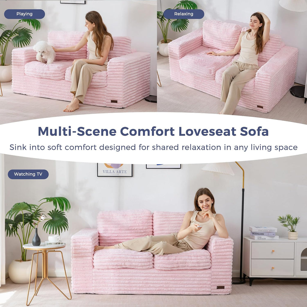 MAXYOYO Bean Bag Chair, Boneless Couch with Armrests, Pillows & Foam | Plush Foam Filled Lounge Chair, Supportive Comfort for Relaxing, Reading or Gaming in Living Rooms and Bedrooms, Beige
