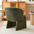 NORDICANA Barrel Dining Room Chairs with Arms, Faux Fur Accent Chairs Set of 4, for Kitchen, Living Room, Upholstered Armchairs, Green