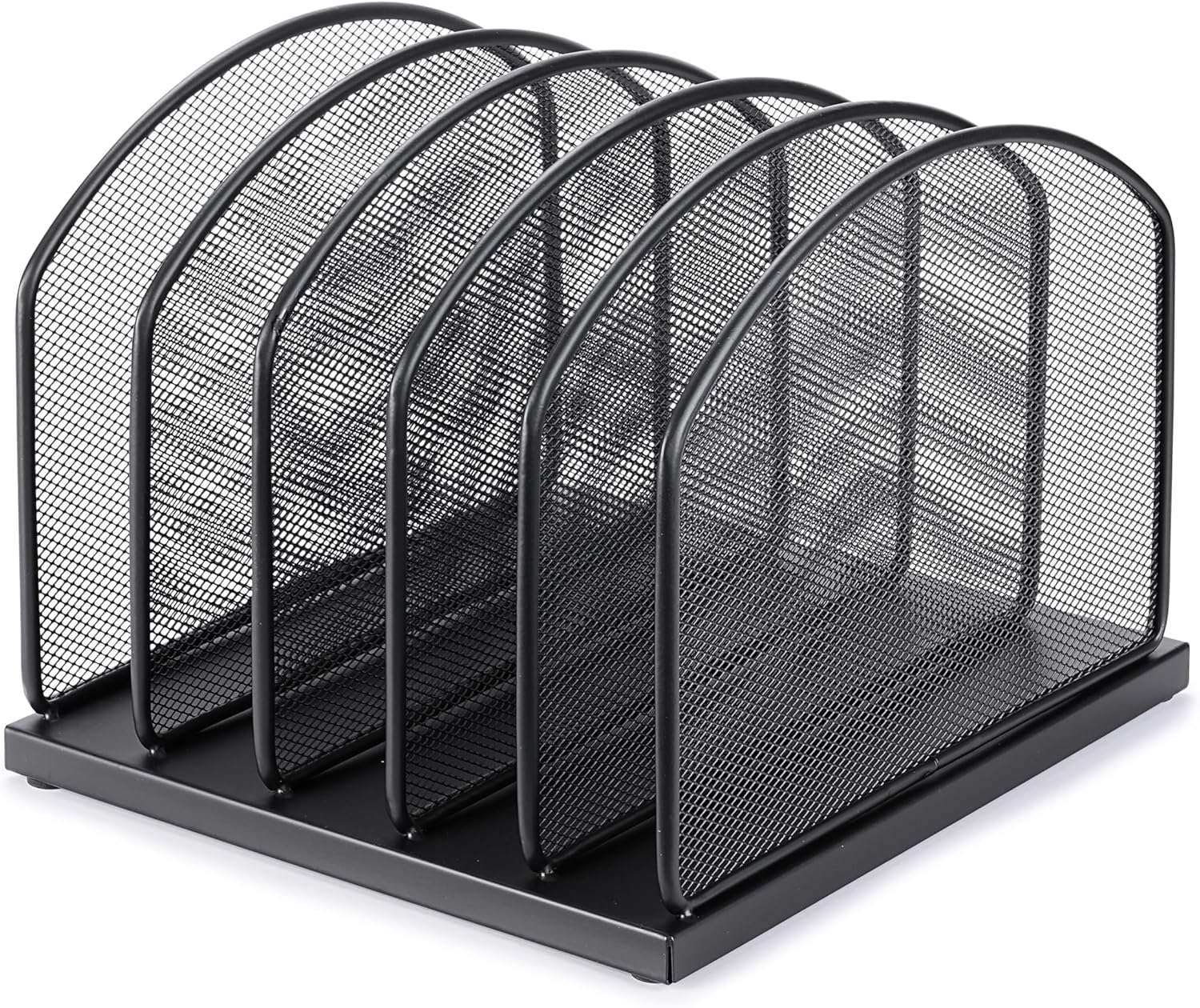 Huron 5-Slot Vertical File Binder Organizer Storage, Black Steel Mesh