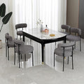 DYHOME Dark Grey Dining Chairs Set of 6, Mid-Century Modern Dining Chairs, Kitchen Dining Room Chairs, Curved Backrest Round Upholstered Boucle Sherpa Dining Chair with Black Metal Legs