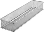 YBM HOME Silver Mesh Drawer Cabinet and or Shelf Organizer Bins, School Supply Holder Office Desktop Organizer Basket 1592s (1, 3x12x2 Inch)